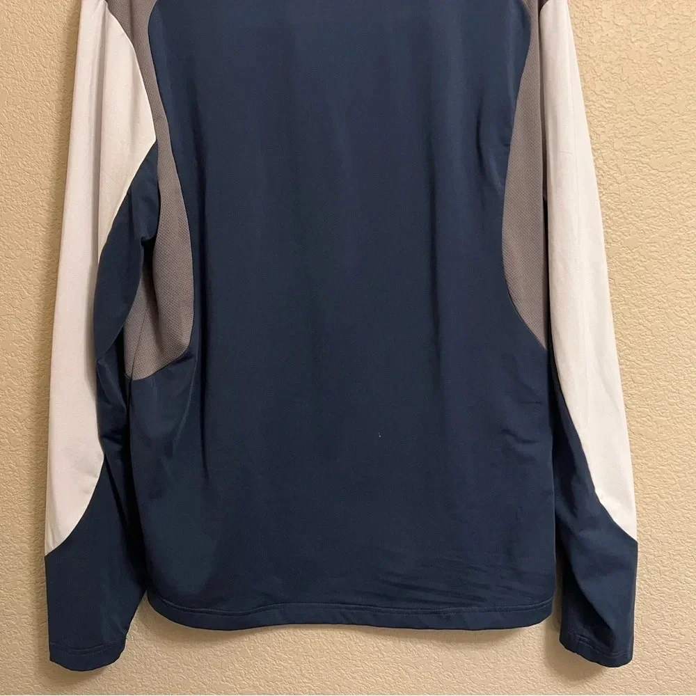 Sunice Golf Pullover Mens Large Blue White Otaki Mid Layer 1/4 Quarter Zip